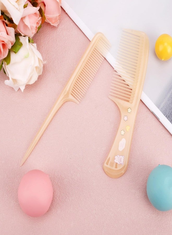 Penitue 2pcs Baby Hair Combs Set,Plastic 1 Fine-Tooth Hairbrush with Cute Bear Printing & 1 Rat Tail Styling Comb for Baby Toddlers Kids Women Girls All Hair Types(Yellow) - Image 4